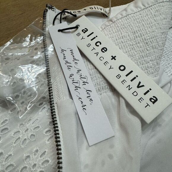 Alice + Olivia Lyndon Tiered Maxi Dress Cross Front Halter Eyelet Lace Open Back - Picture 10 of 14